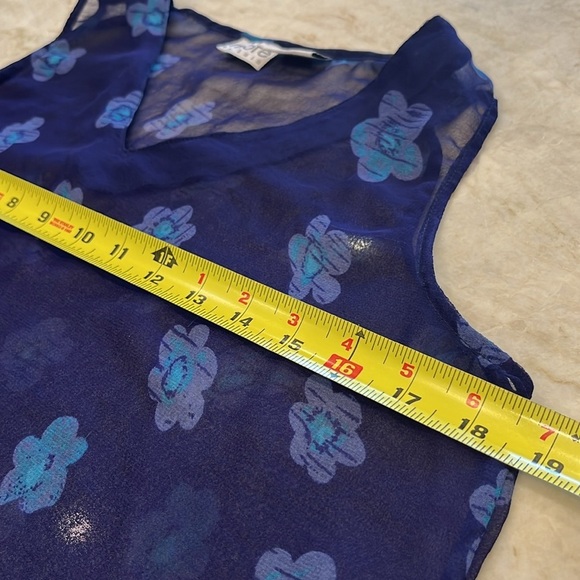 MORE By Lata | Sheer‎ Tunic Top | Swim Cover-Up | Blue Floral | Size - Picture 4 of 12